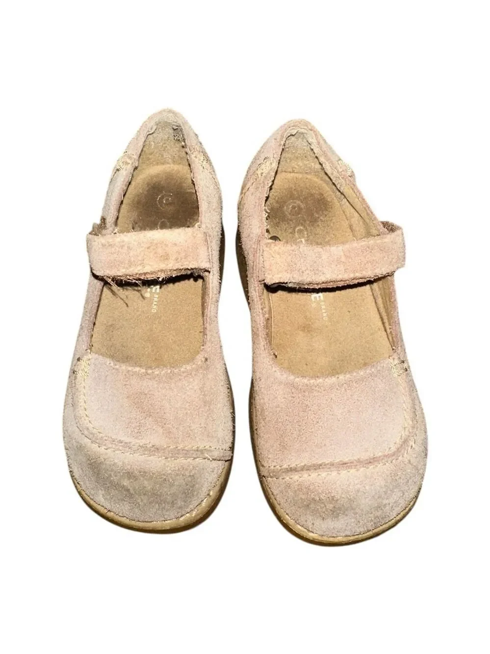 Cherokee Beige Suede Mary Jane Dress Shoes Size 9 Toddler Girls